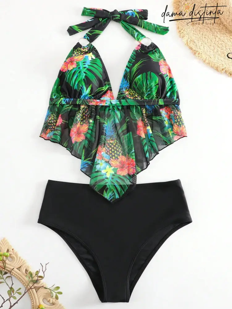 Tankini Feminino Detalhes Tie Back Cintura Alta Nicoly Psz059 Feminino