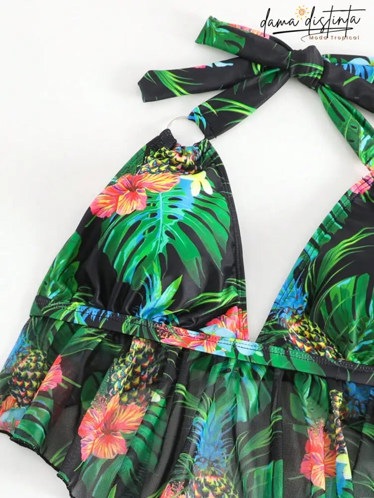 Tankini Feminino Detalhes Tie Back Cintura Alta Nicoly Psz059 Feminino