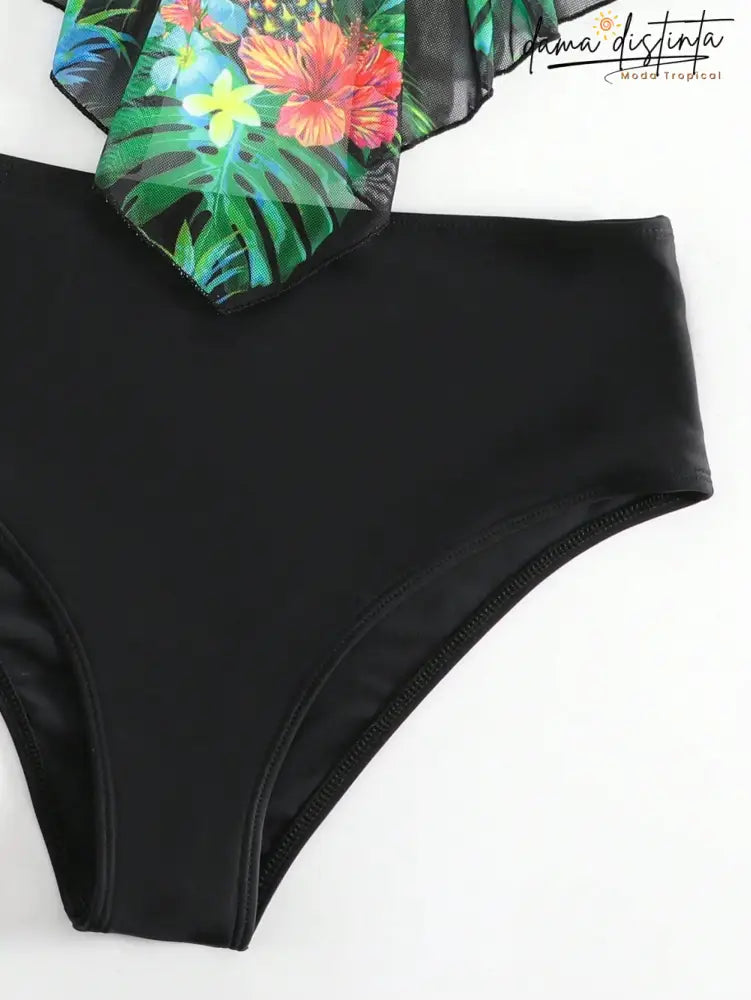 Tankini Feminino Detalhes Tie Back Cintura Alta Nicoly Psz059 Feminino