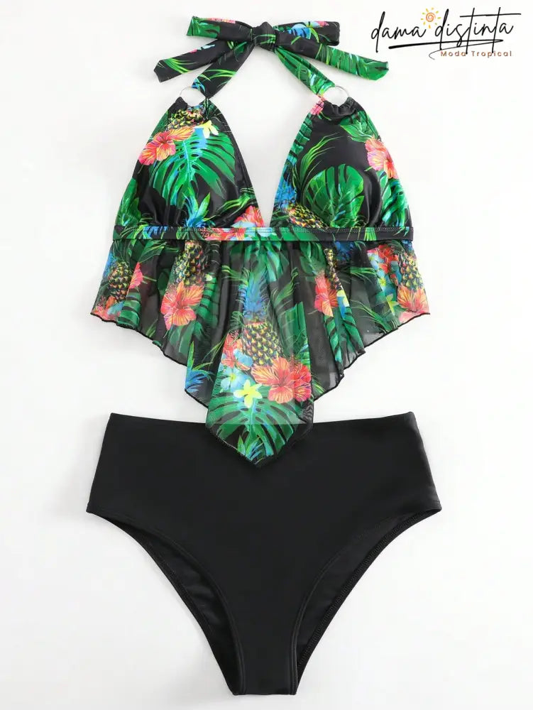Tankini Feminino Detalhes Tie Back Cintura Alta Nicoly Psz059 Feminino