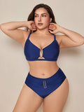 Bikini feminino Detalhes em U Cintura Alta Maira. Plus Size