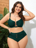 Bikini feminino Detalhes em U Cintura Alta Maira. Plus Size
