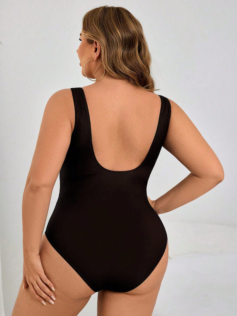Maiô Feminino Bodysuit Estampa Tropical - Jhuli. Plus Size