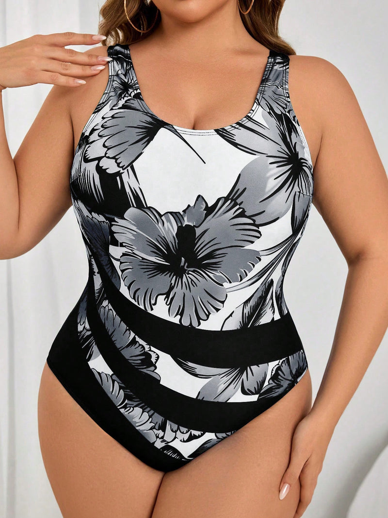 Maiô Feminino Bodysuit Estampa Tropical - Jhuli. Plus Size