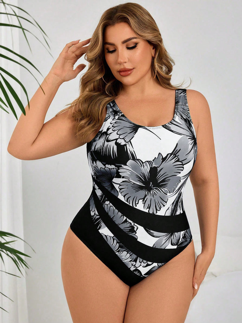 Maiô Feminino Bodysuit Estampa Tropical - Jhuli. Plus Size