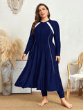 Mulvari Burkini Feminino de Manga Longa com Bloco de Cores Fashion Paolaa. Plus Size