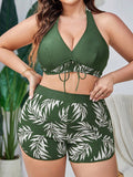 Biquíni Feminino Frente-única Estampa Tropical Melanie. Plus Size