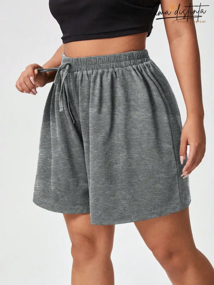 Bermuda Feminina Com Cós Ajustável - Rafaella. Plus Size Chumbo / Gg (42-46) Short Plus Size