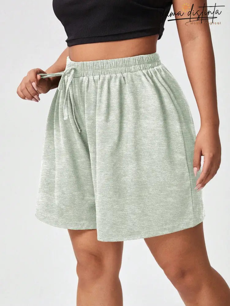Bermuda Feminina Com Cós Ajustável - Rafaella. Plus Size Cinza Claro / Gg (42-46) Short Plus Size