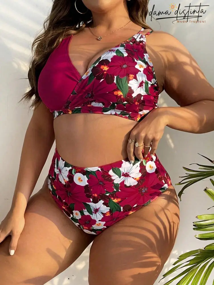 Biquíni Feminino Com Estampa Floral - Camila. Plus Size Conjunto De