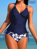 Biquíni Feminino Com Estampa Florida Cataleya Azul Marinho / P (36-38) B0341423 Tankini Feminino