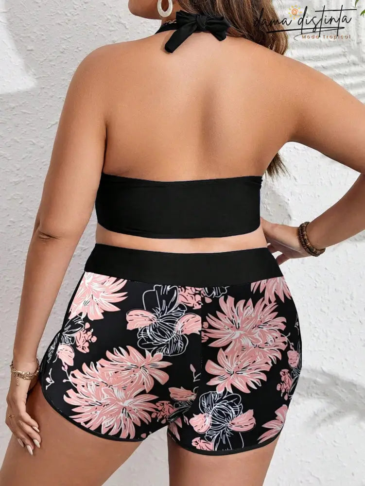 Biquíni Feminino Com Estampa Tropical Analú. Plus Size Conjunto De