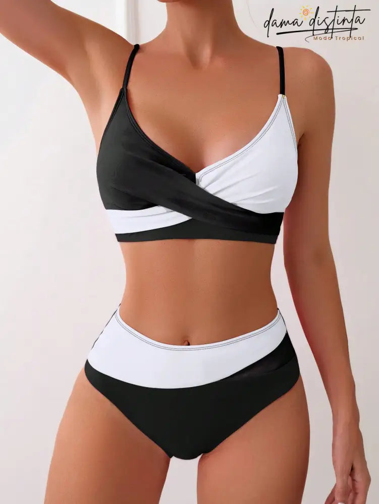 Biquíni Feminino De Cintura Alta Com Cruzado De Cores Lorena Conjunto Feminino