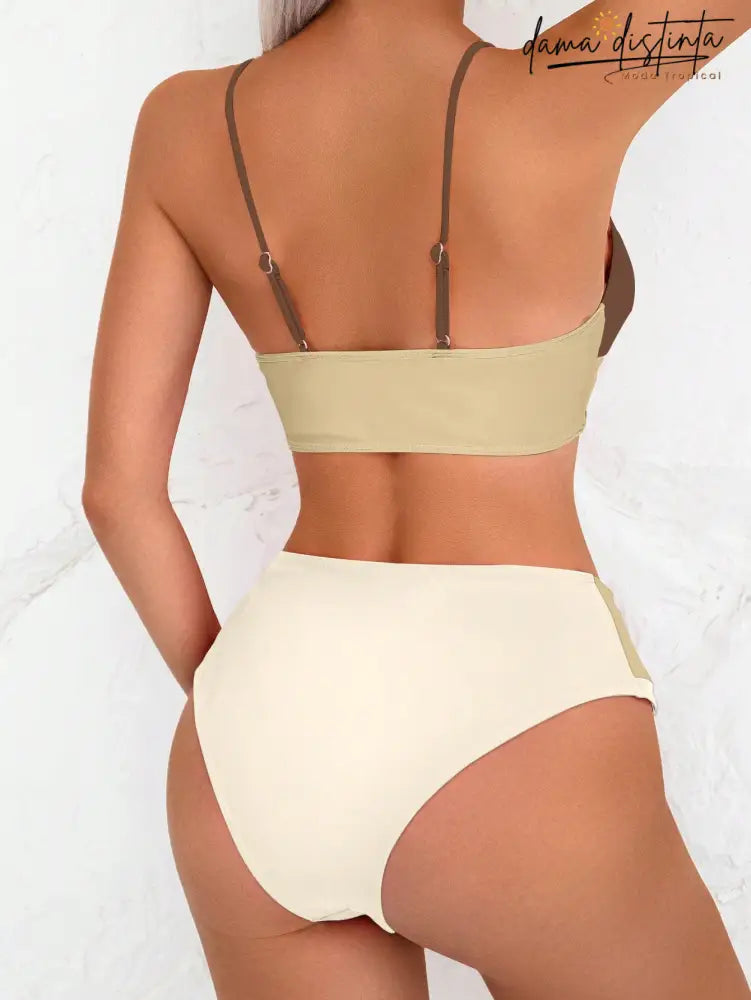 Biquíni Feminino De Cintura Alta Com Cruzado De Cores Lorena Conjunto Feminino