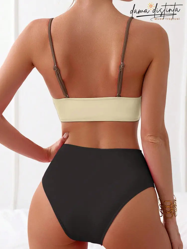 Biquíni Feminino De Cintura Alta Com Cruzado De Cores Lorena Conjunto Feminino