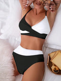 Biquíni Feminino De Cintura Alta Com Cruzado De Cores Lorena Preto E Branco / Pp (34-36) Conjunto