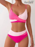 Biquíni Feminino De Cintura Alta Com Cruzado De Cores Lorena Rosa / Pp (34-36) Conjunto Feminino