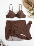 Biquíni Feminino Texturizado Push Up Lena Café / P (36-38) Mp028 Conjunto De Feminino