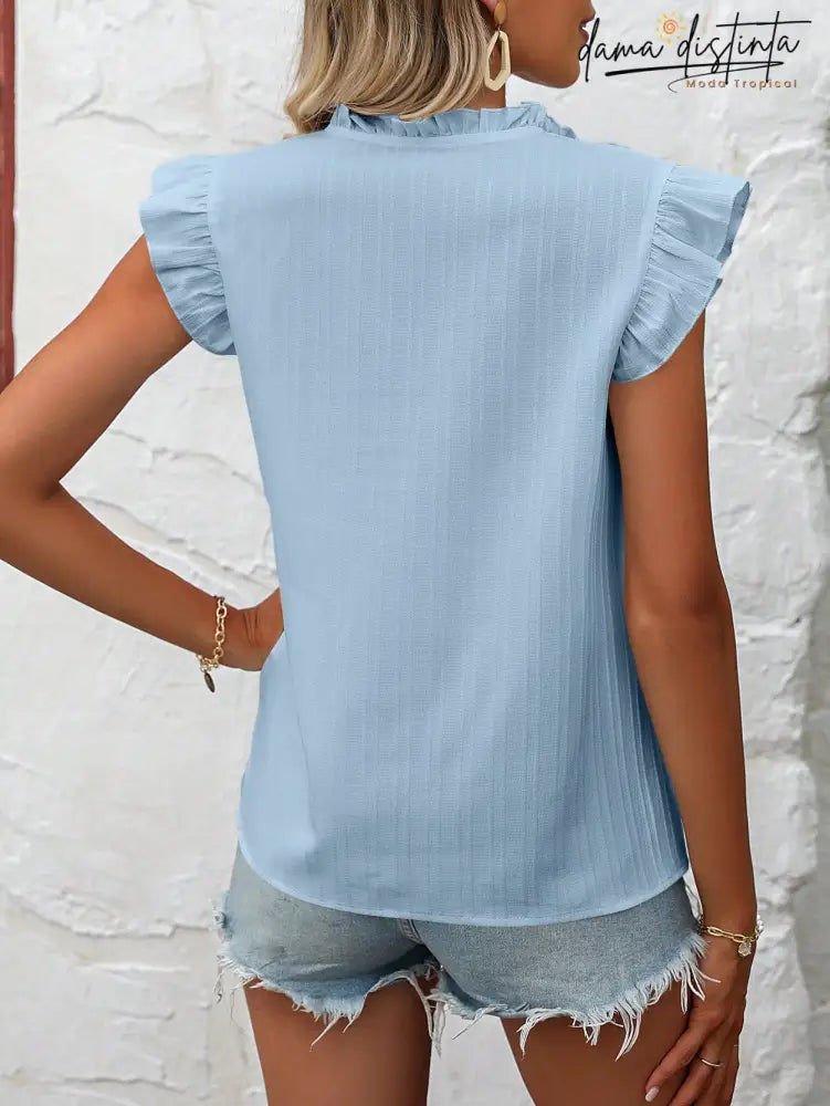 Blusa Bordado Floral Gola De Gravata Maitê B013 Camisa Feminina