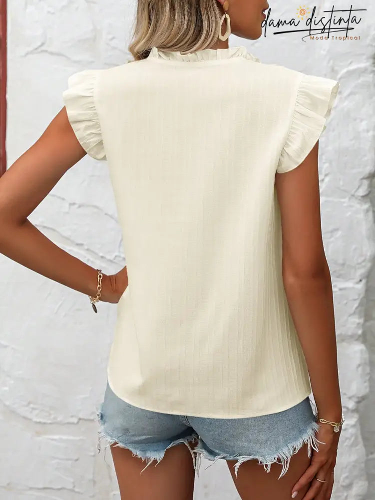 Blusa Bordado Floral Gola De Gravata Maitê B013 Camisa Feminina