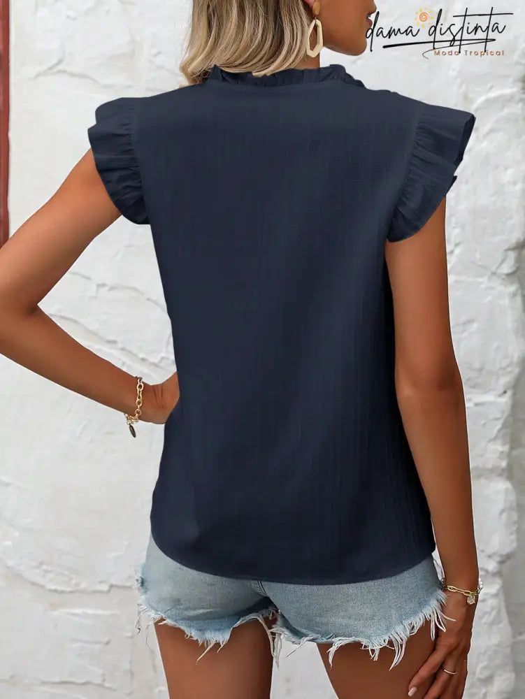 Blusa Bordado Floral Gola De Gravata Maitê B013 Camisa Feminina