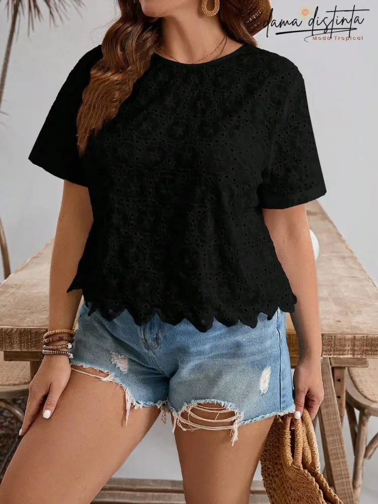 Blusa Feminina Com Decote Em V Nas Costas - Larissa. Plus Size Plus Size