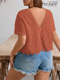 Blusa Feminina Com Decote Em V Nas Costas - Larissa. Plus Size Castanho / Gg (42-46) Plus Size