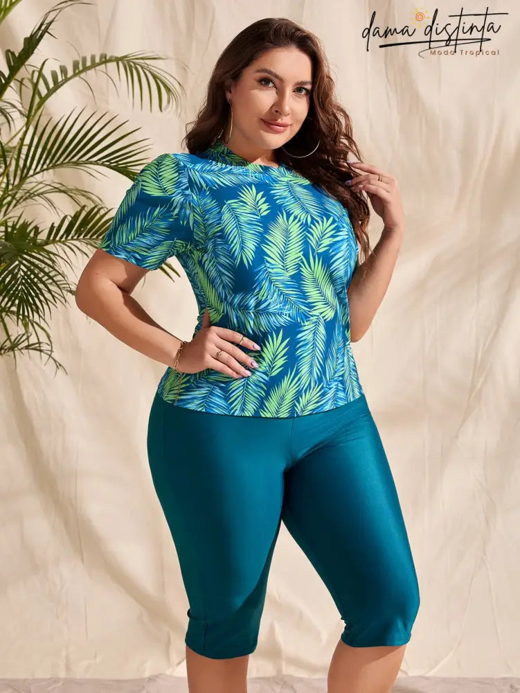 Burkinis feminino Estampa Sortida e Top de Colete Sana. Plus Size