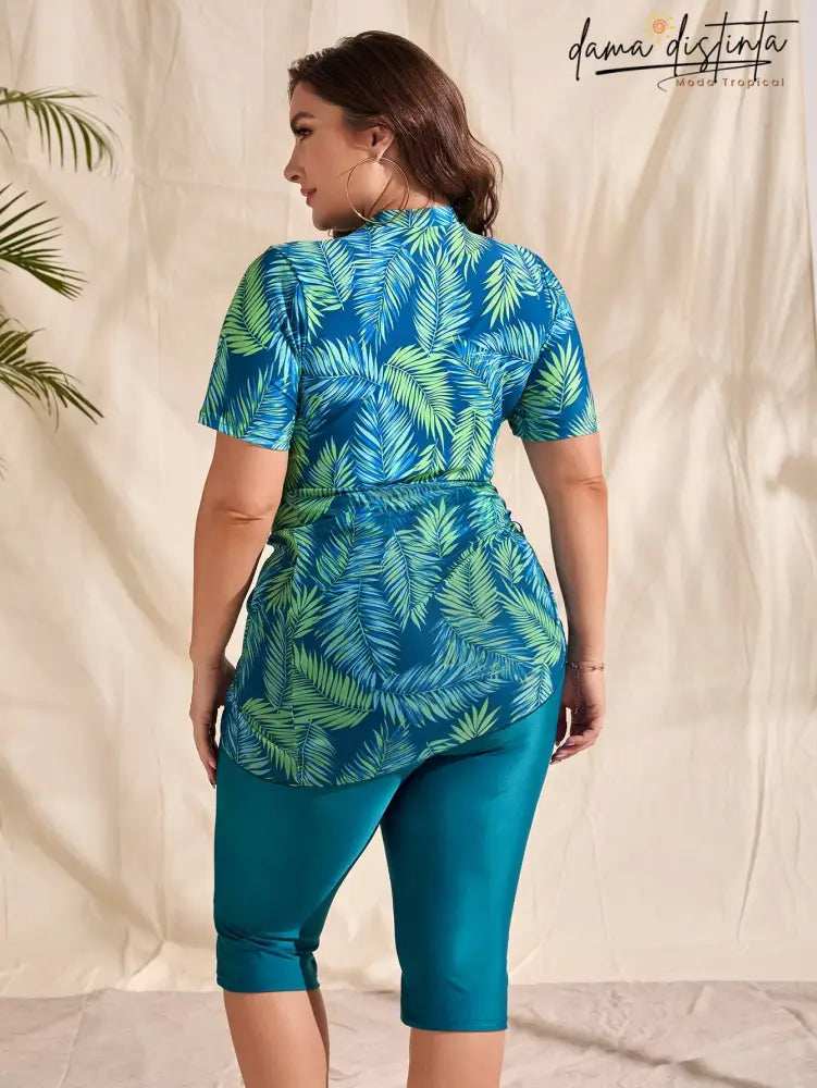 Burkinis feminino Estampa Sortida e Top de Colete Sana. Plus Size
