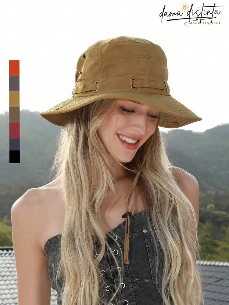Chapéu Bucket Feminino Ajustável À Prova De Vento E Respirável Camilla A010 Bucket Hat Feminino