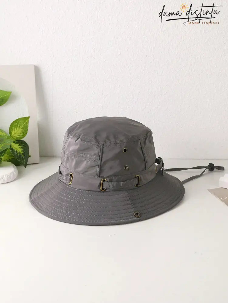 Chapéu Bucket Feminino Ajustável À Prova De Vento E Respirável Camilla Cinza / 58 A010 Bucket