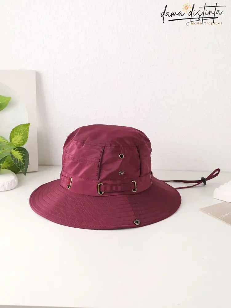 Chapéu Bucket Feminino Ajustável À Prova De Vento E Respirável Camilla Vinho / 58 A010 Bucket