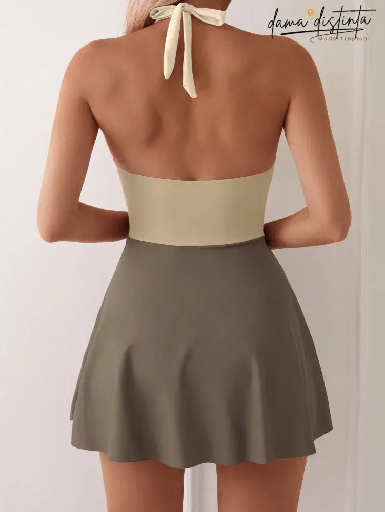Maio Feminina Tipo Vestido Costas Nuas Jamile Roupas De Natação