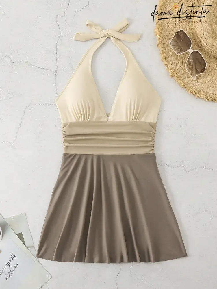 Maio Feminina Tipo Vestido Costas Nuas Jamile Roupas De Natação