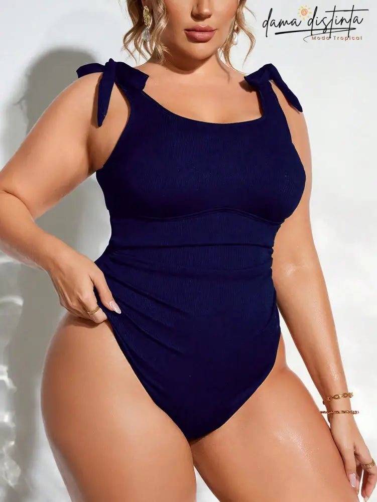 Maiô feminino  alças amarráveis ​​no Ombro Magnolia. Plus Size
