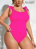 Maiô Feminino Alças Amarráveis No Ombro Magnolia. Plus Size Pink / Gg (42-46) P018 Uma Peça