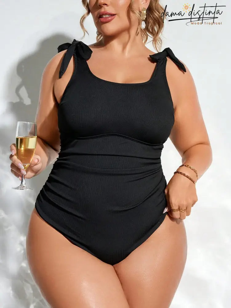 Maiô Feminino Alças Amarráveis No Ombro Magnolia. Plus Size Uma Peça