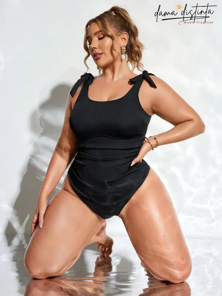 Maiô Feminino Alças Amarráveis No Ombro Magnolia. Plus Size Uma Peça