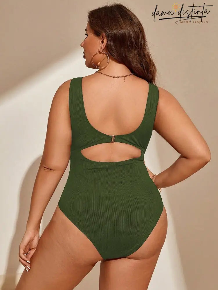 Maiô Feminino Alças Grossas Detalhes Enrugado Nicole. Plus Size Uma Peça