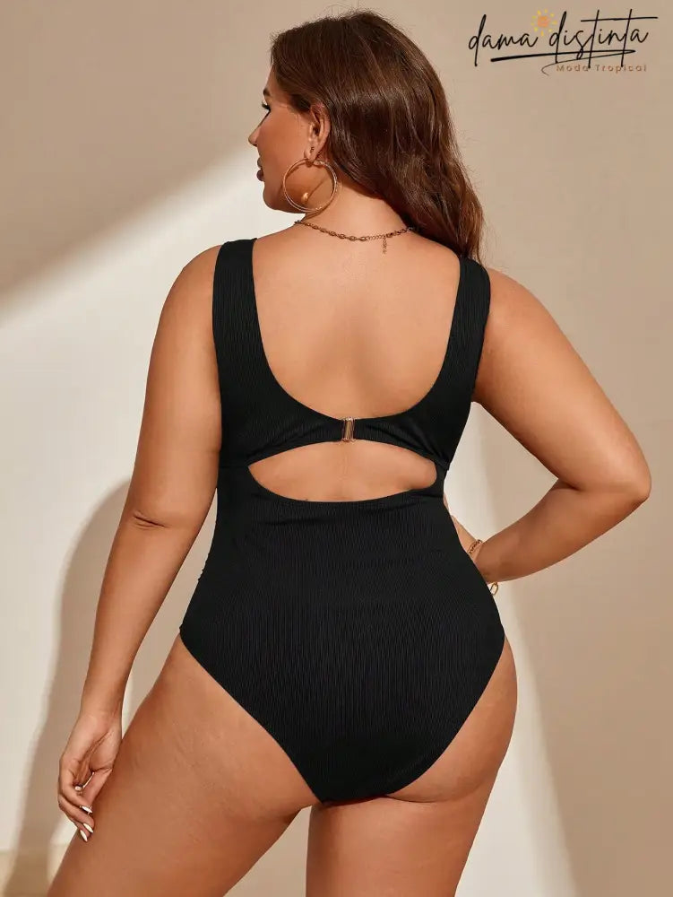 Maiô Feminino Alças Grossas Detalhes Enrugado Nicole. Plus Size Uma Peça