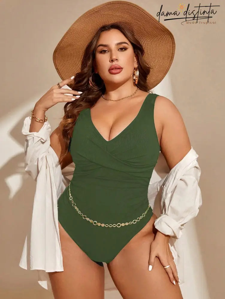 Maiô Feminino Alças Grossas Detalhes Enrugado Nicole. Plus Size Uma Peça