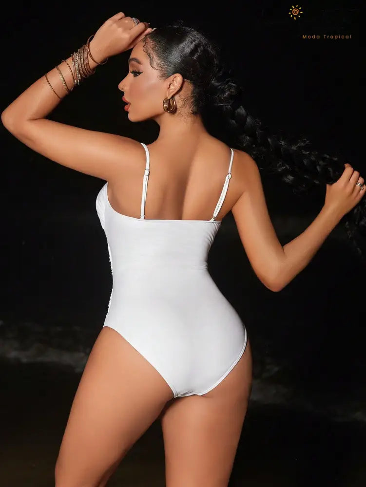 Maiô Feminino Com Apliques De Estrela Do Mar E Decote Em Mesh - Lara Feminino