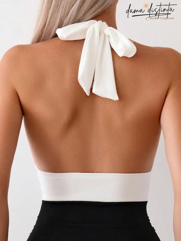 Maiô Feminino Com Decote Halter Thaynara Frente Única