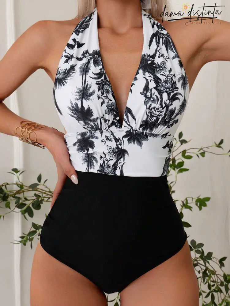 Maiô Feminino Com Decote Halter Thaynara Multicolorido / P(36-38) Frente Única