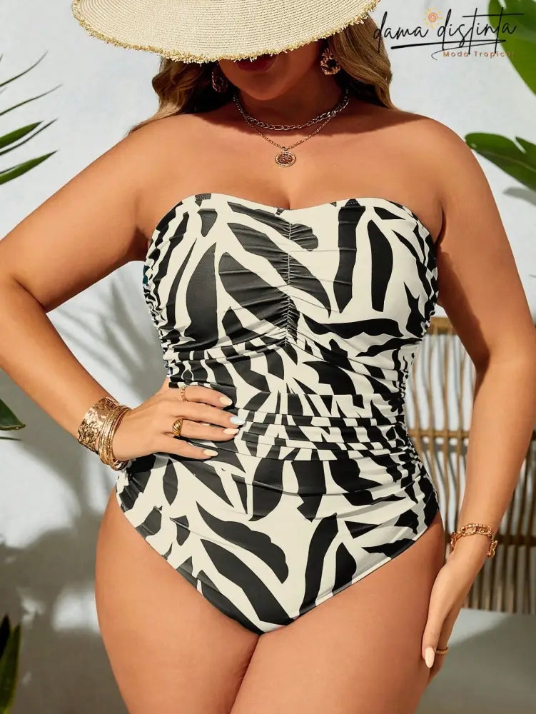 Maiô Feminino Com Estampa Tropical E Versatilidade De Uso - Gabriela. Plus Size Multicolorido / Gg