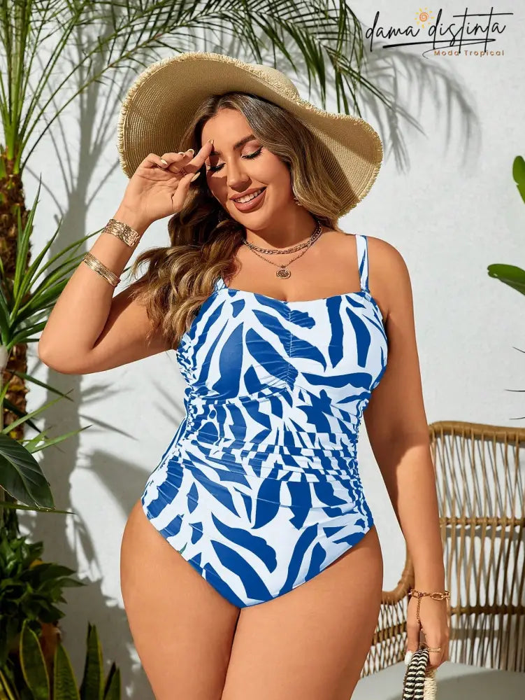 Maiô Feminino Com Estampa Tropical E Versatilidade De Uso - Gabriela. Plus Size M082 Uma Peça