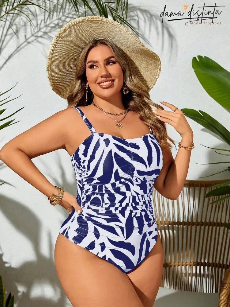 Maiô Feminino Com Estampa Tropical E Versatilidade De Uso - Gabriela. Plus Size M082 Uma Peça