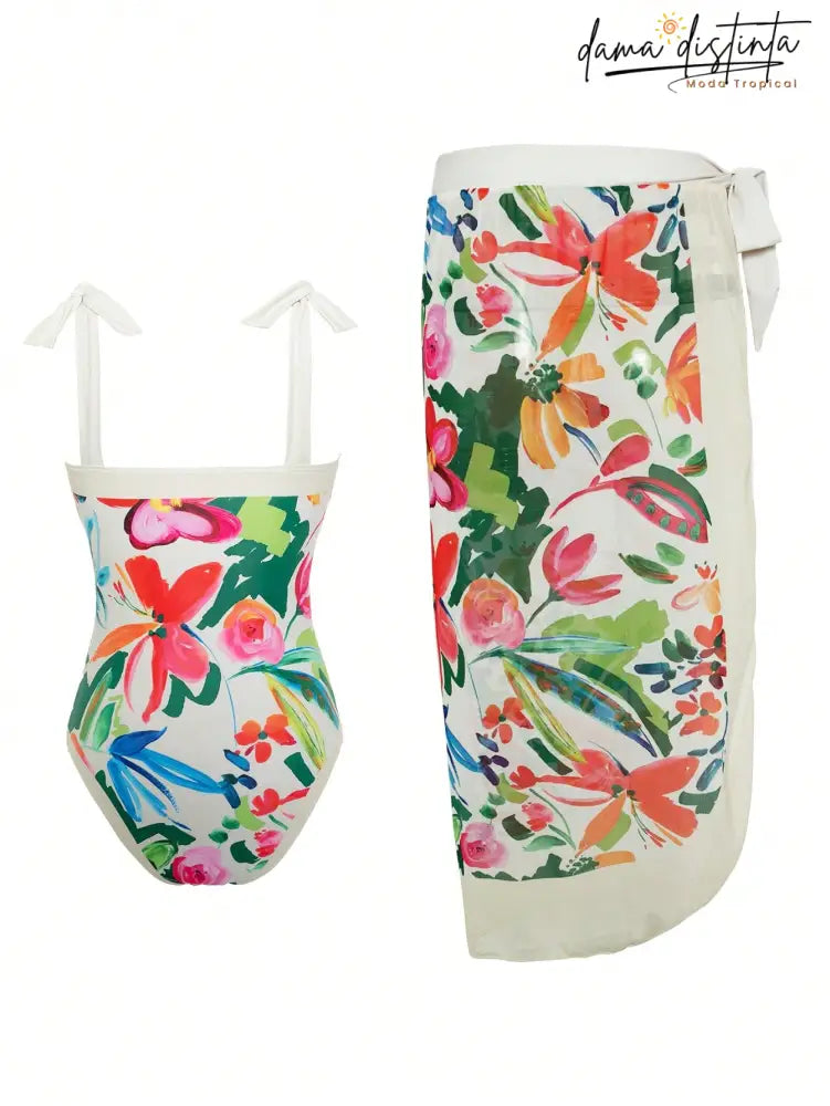 Maiô Feminino De Amarrar No Ombro Com Saia De Praia Sarah M0350808