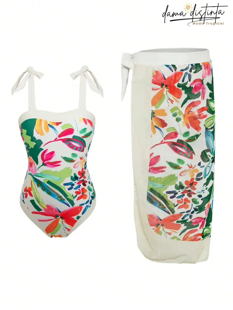 Maiô Feminino De Amarrar No Ombro Com Saia De Praia Sarah M0350808