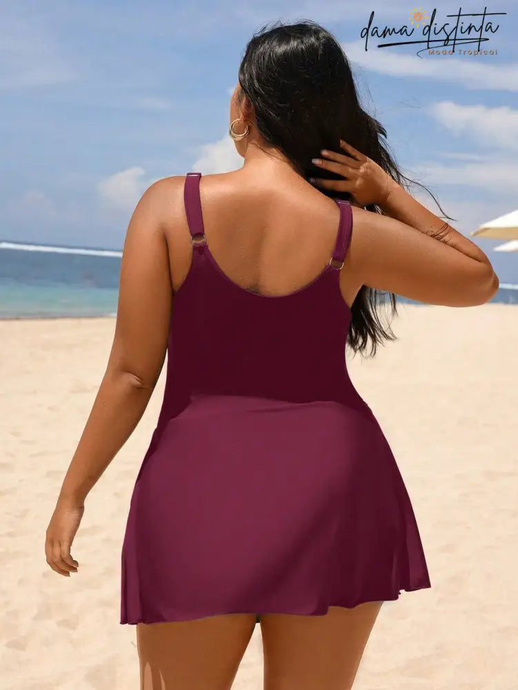 Maiô Feminino Detalhes Cordão Costas Nuas Antonella. Plus Size Uma Peça Plus Size